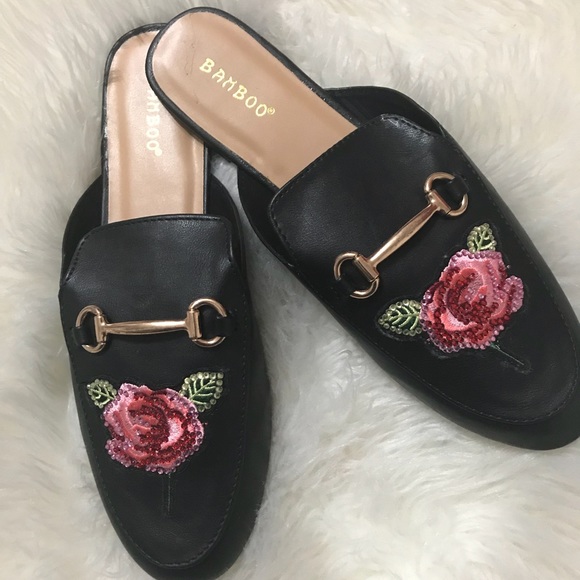 BAMBOO Shoes - New black flat mules Sandal